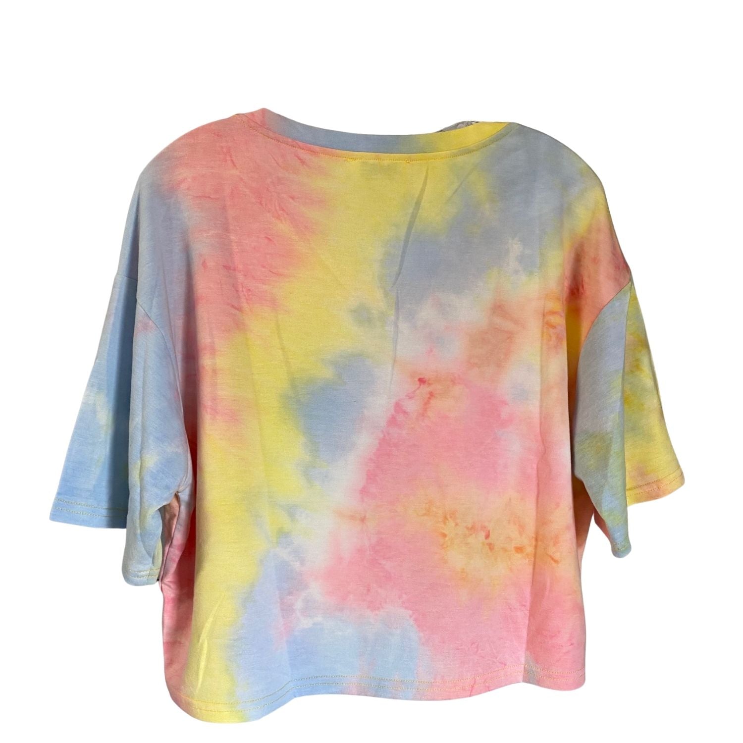 She and Sky Womens Pastel Tie Dye Short Sleeve Crop Top