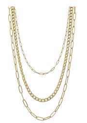 Multi Triple Layered Matte Gold Chain 18"-20" Necklace, Can Be Worn Together or Seperate