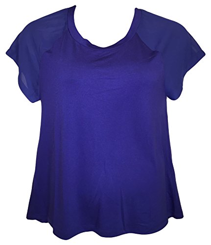 West Kel Womens Short Sleeve Top with Chiffon Sleeves Cobalt Blue, Small. (Small, Cobalt Blue)