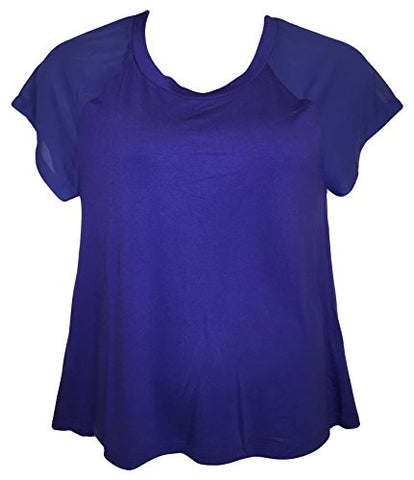 West Kel Womens Short Sleeve Top with Chiffon Sleeves Cobalt Blue, Small. (Large, Cobalt Blue)
