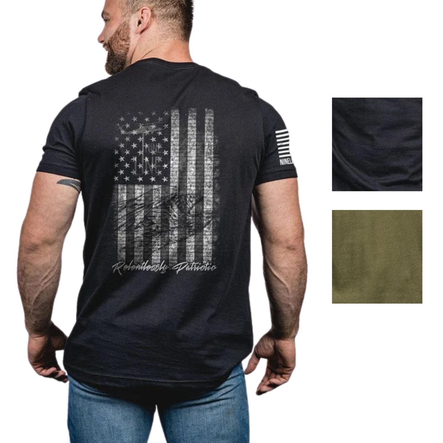 Nine Line Mens "Relentlessly Patriotic" American Drop Line T-Shirt