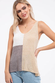 Blu Pepper Womens Colorblock Sweater Tank Top
