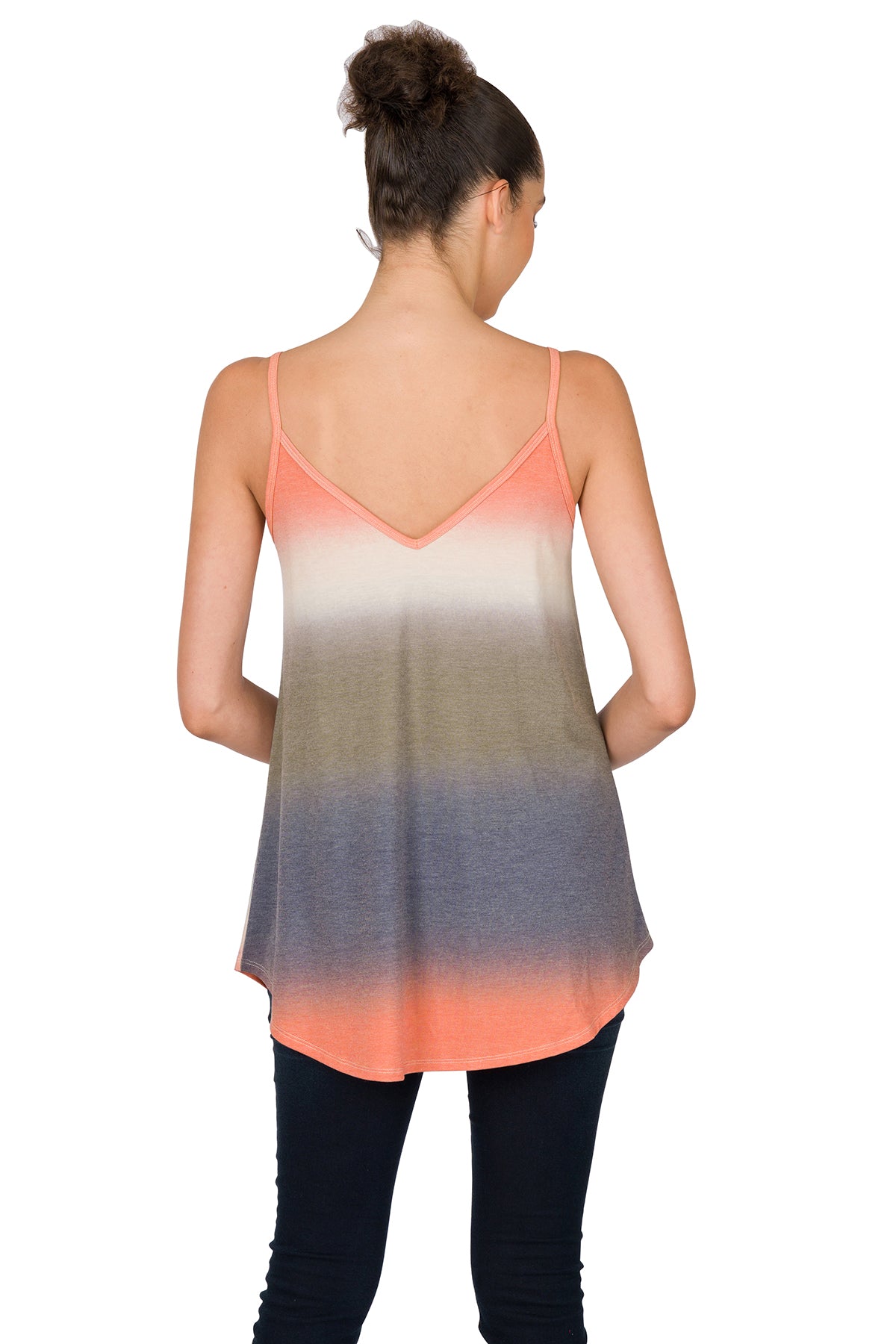 Zenana Womens Ombre Tie-Dye Printed Reversible Spaghetti Cami Tank Top