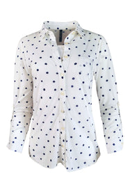 Alter Ego Womens Button Down Polka Dot Blouse
