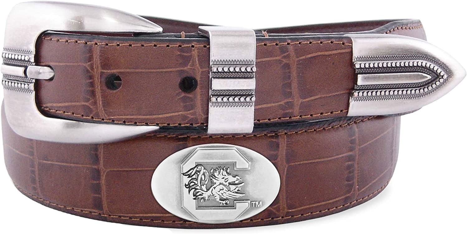 ZEP-PRO Mens NCAA Croc Leather Concho Belt
