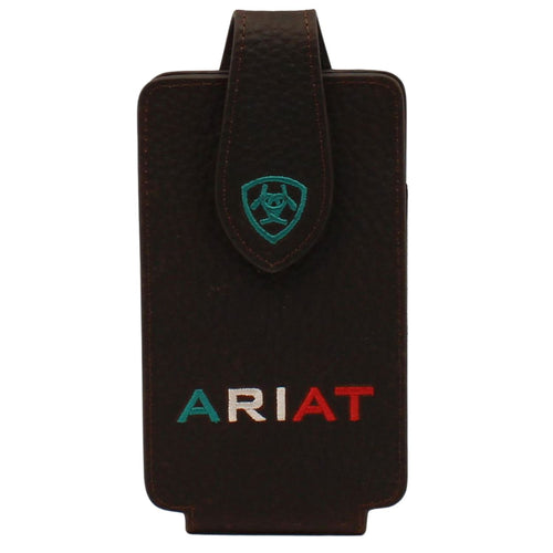 Ariat Mens Embroidered Mexican Flag Logo Medium Leather Phone Case
