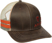 Ariat Mens Side Stripe Mesh Adjustable Snapback Cap Hat (Oilskin Brown)
