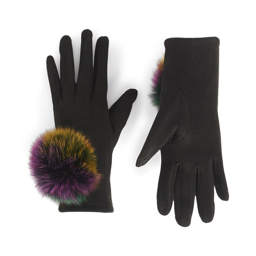 Womens Microsuede Touchscreen Compatible Gloves, Black