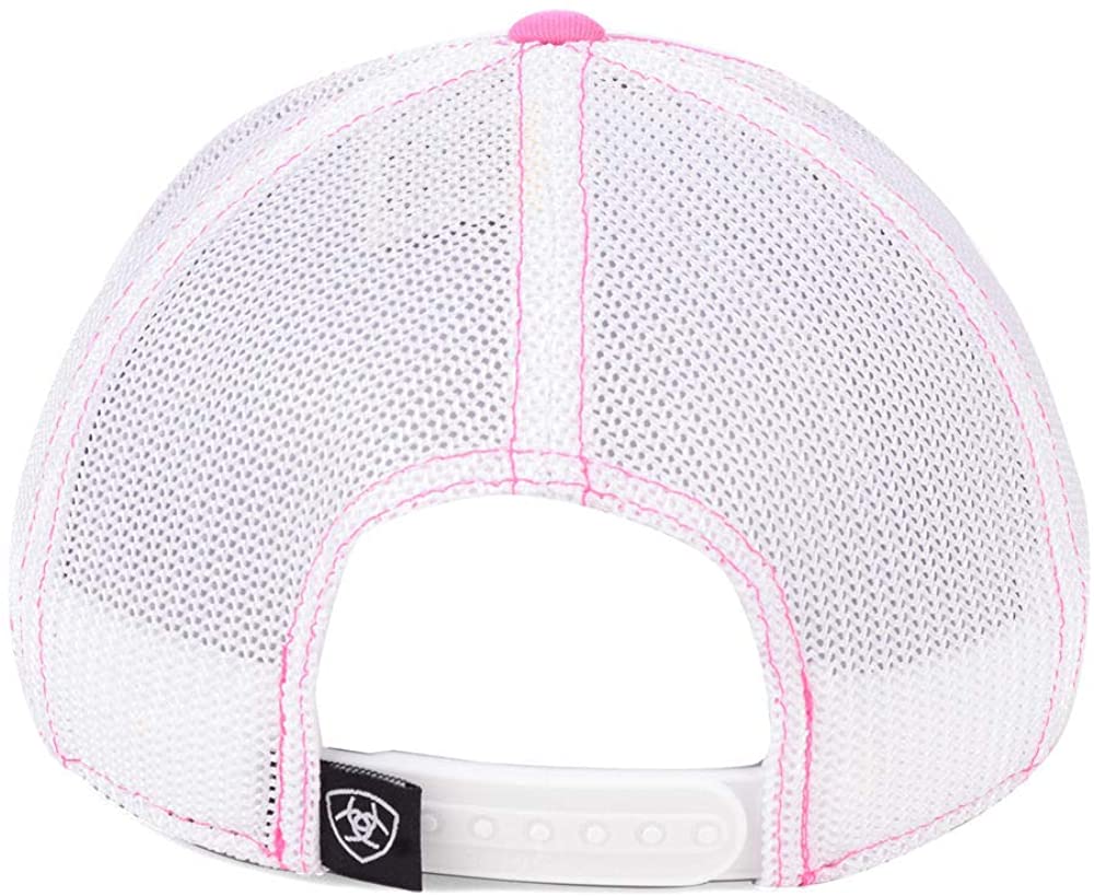 Ariat Womens Logo Adjustable Meshback Snapback Hat (Grey/White/Pink, One Size)