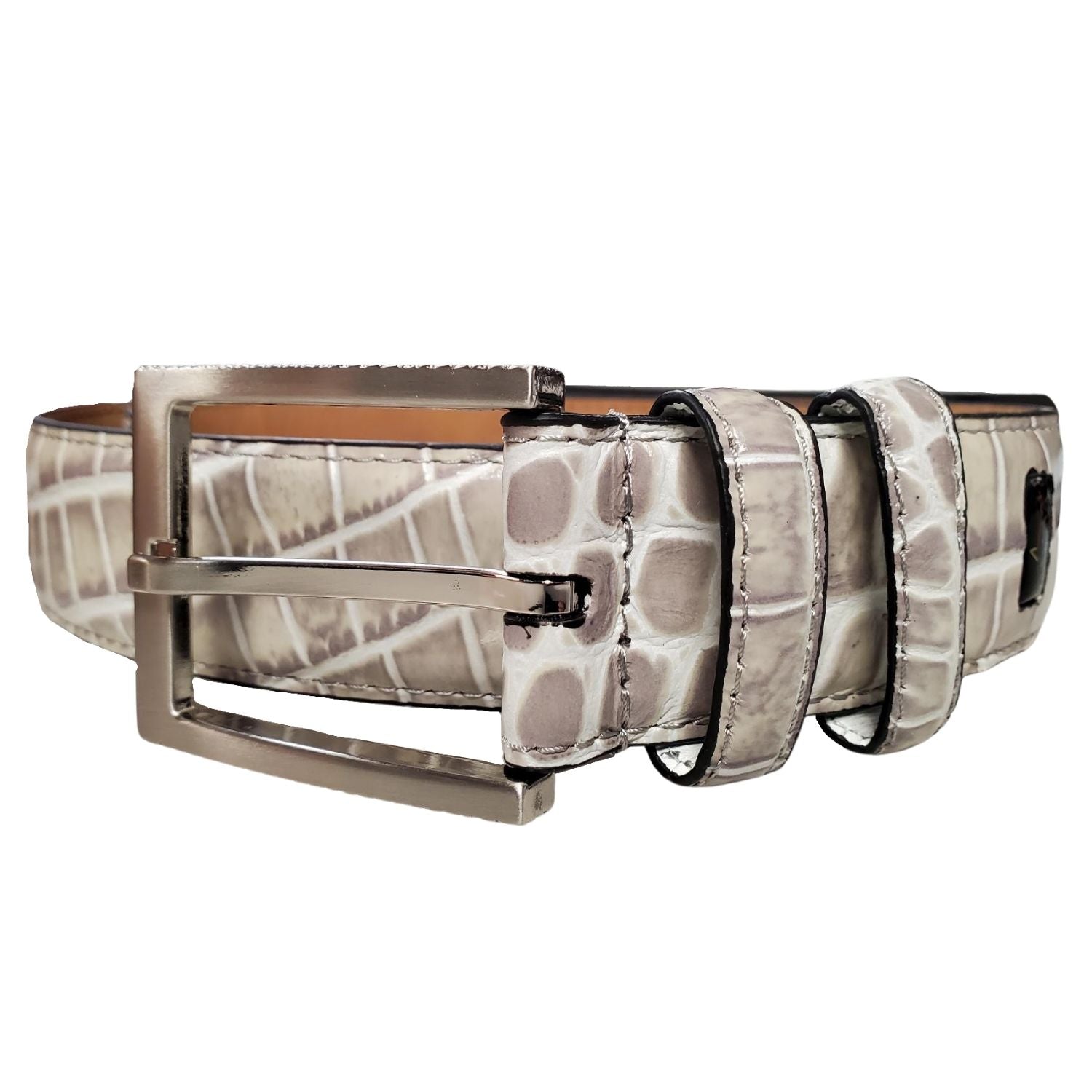 Greg Norman Mens Two Toned Croc Print Belt