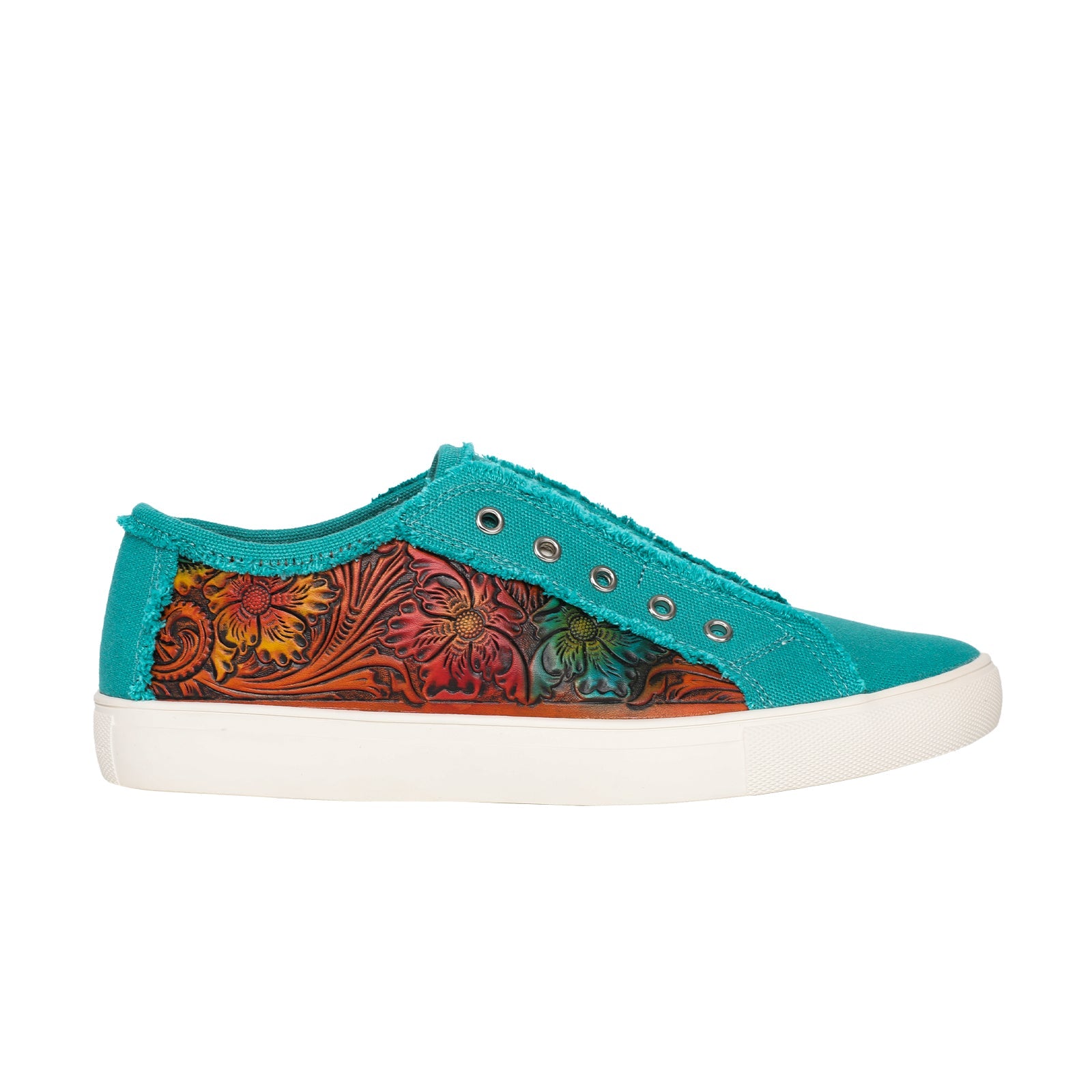 Montana West Womens Vintage Floral Tooled Canvas Casual Shoes