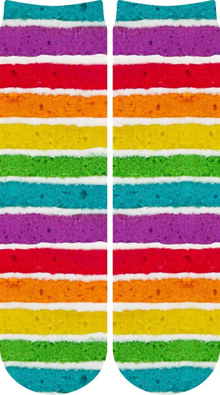 Sublime Designs Adult Fun Printed Crew Socks-Rainbow Cake