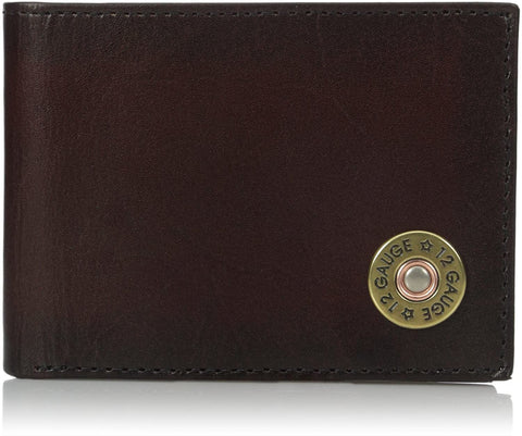 Nocona Mens Bi-Fold Shotgun Shell Concho Removable Passcase Wallet (Brown)