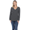 Zenana Womens Cotton Striped V-Neck Long Sleeve Top