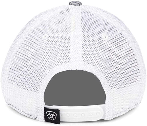 Ariat Mens Adjustable Snapback Mesh Cap Hat (Heather Grey/White, One Size)