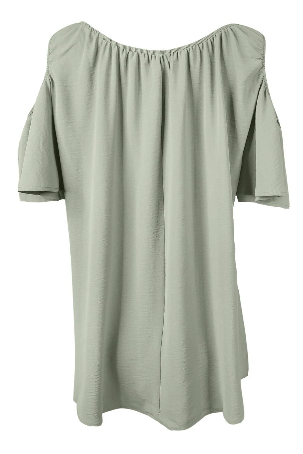 Easel Women Rounded Neckline Ruffled Cold Shoulder Top