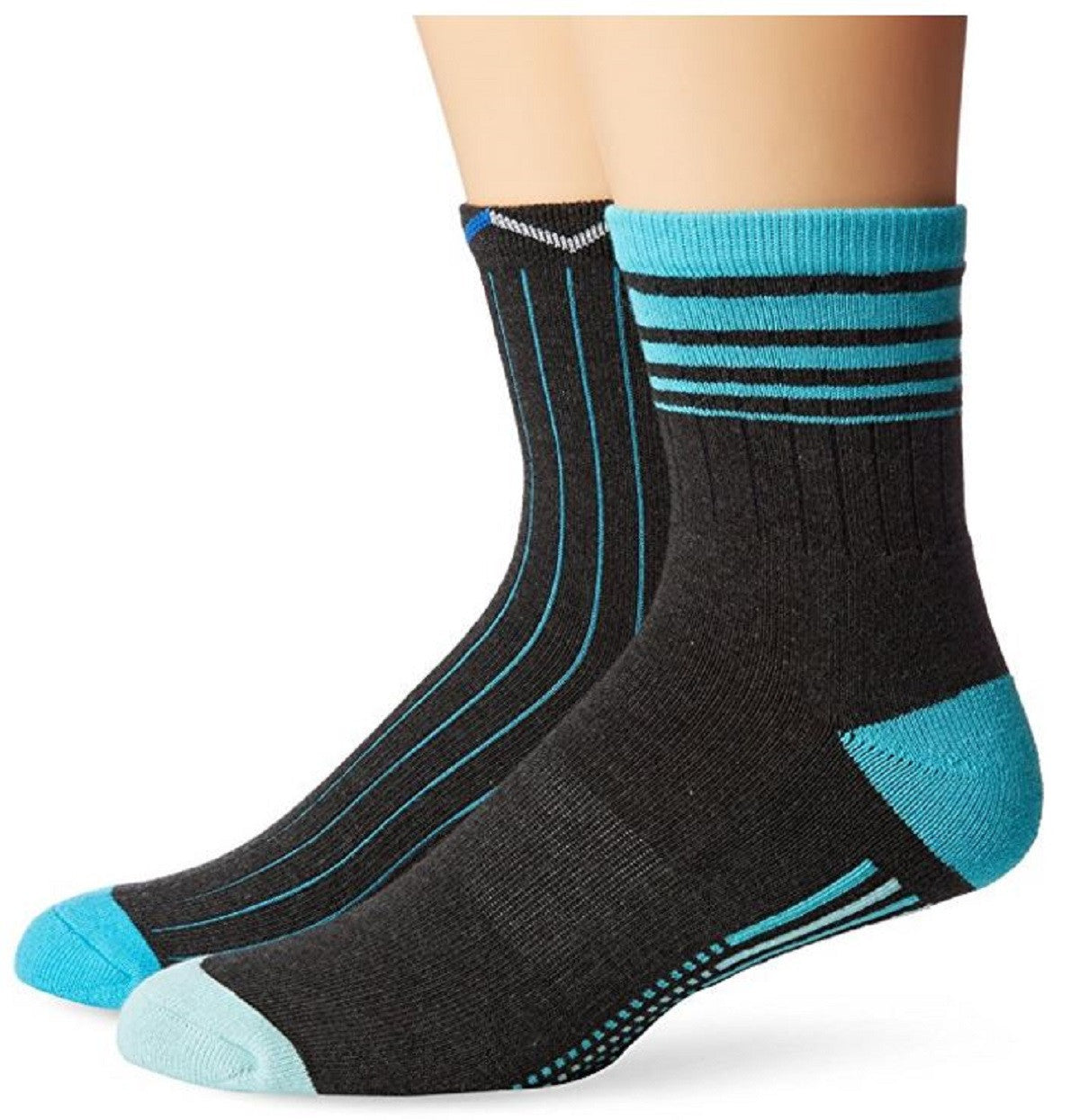 K. Bell Mens 2 Pack Variegated Stripe Hi Top Crew Sock
