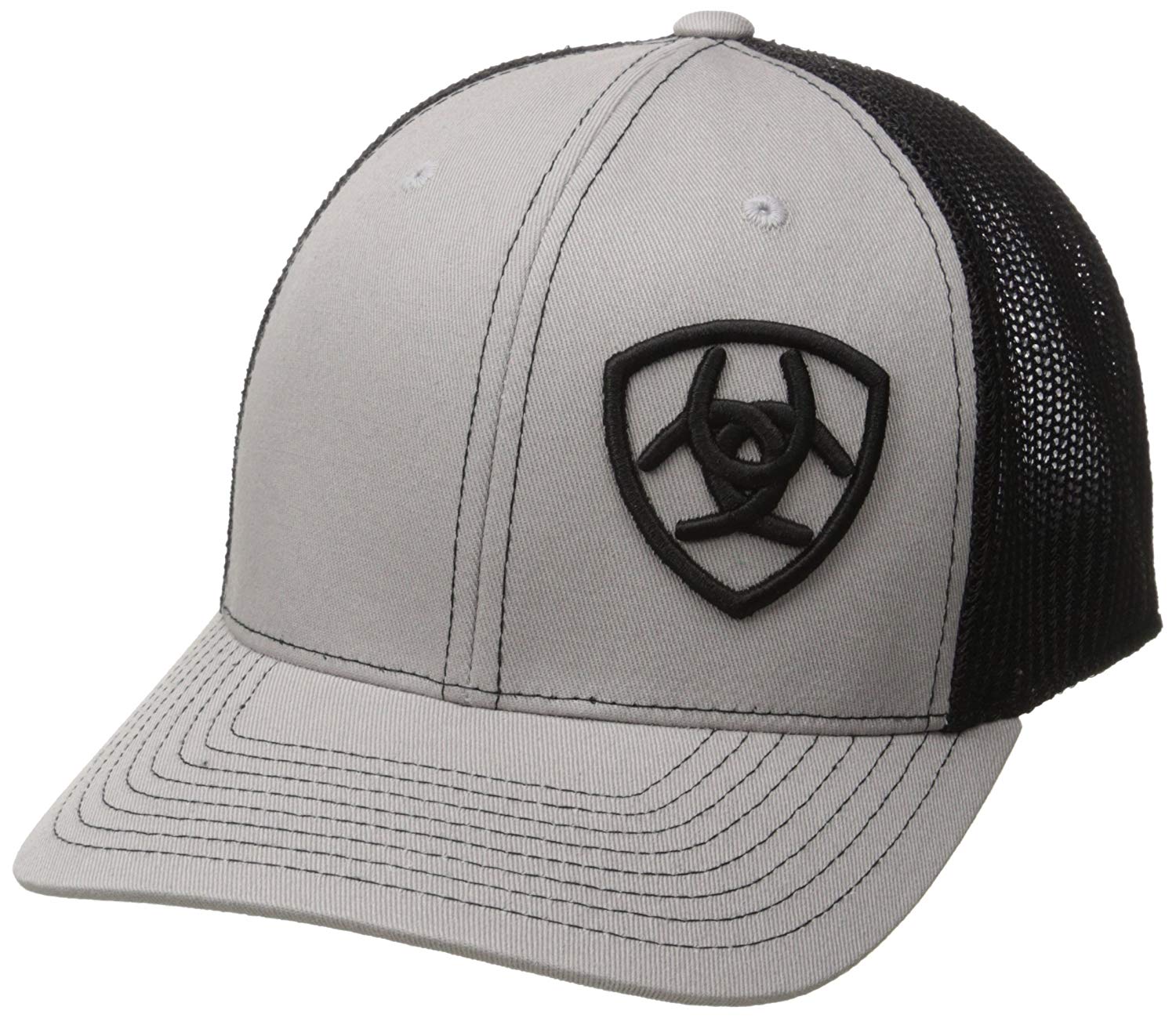 Ariat Mens Adjustable Mesh Corner Logo Cap Hat (Grey/Black, One Size)