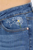 Judy Blue Womens Embroidered Dandelion Distressed Denim Jeans