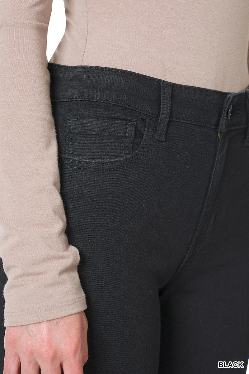 Zenana Womens Straight Leg Black Denim Jean Pants