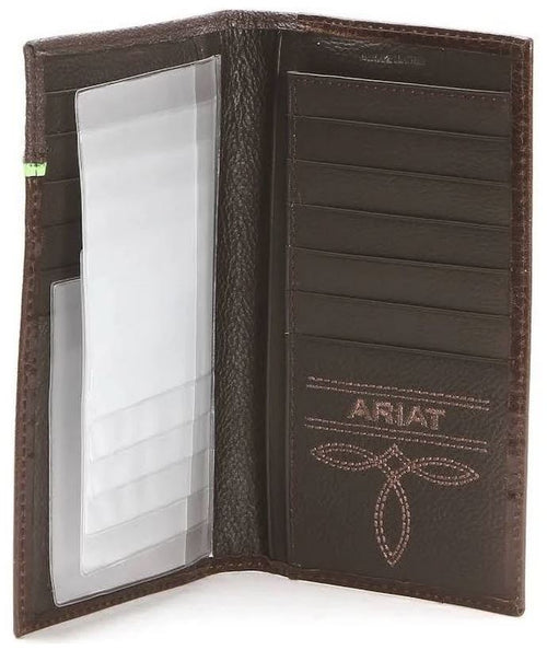 Ariat Mens Catalyst Shield Concho Checkbook Cover Rodeo Wallet (Brown)