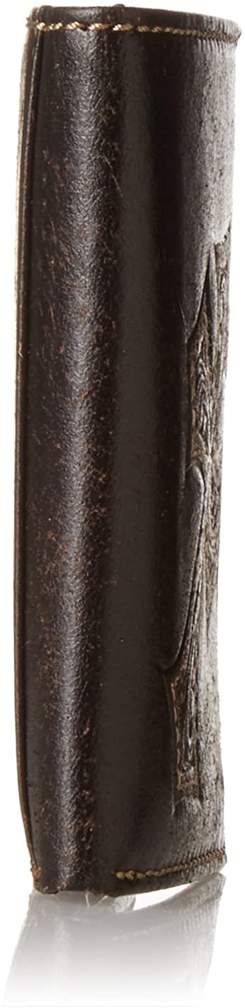 Nocona Men's Diagonal Cross Embossed Leather Tri-fold Wallet (Dark Brown)