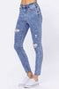 Judy Blue Womens Acid Wash Destroyed Denim Skinny Jeans