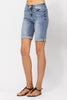 Judy Blue Womens Light Wash Cuffed Bermuda Denim Shorts