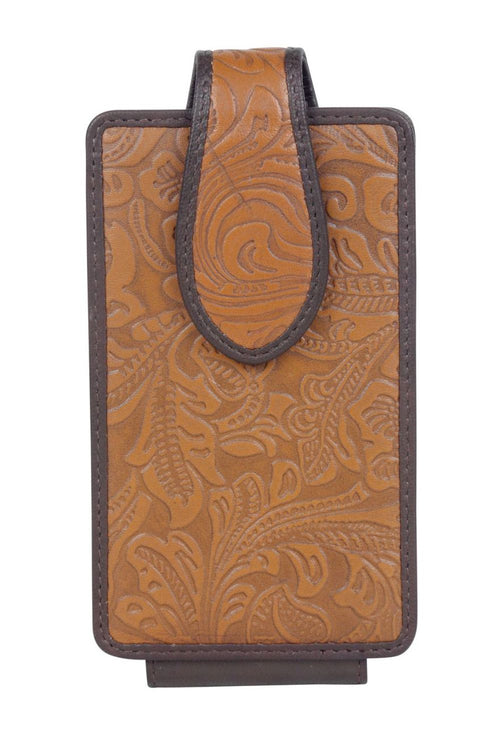 Myra Bag Splinters Tooled Leather Cell Phone Holder (5.5" X 3.5" X 1.25")