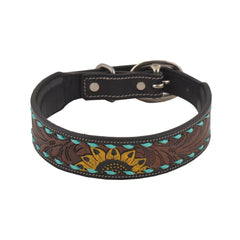 Myra Bag Scenic Hand Tooled Floral Leather Dog Collar