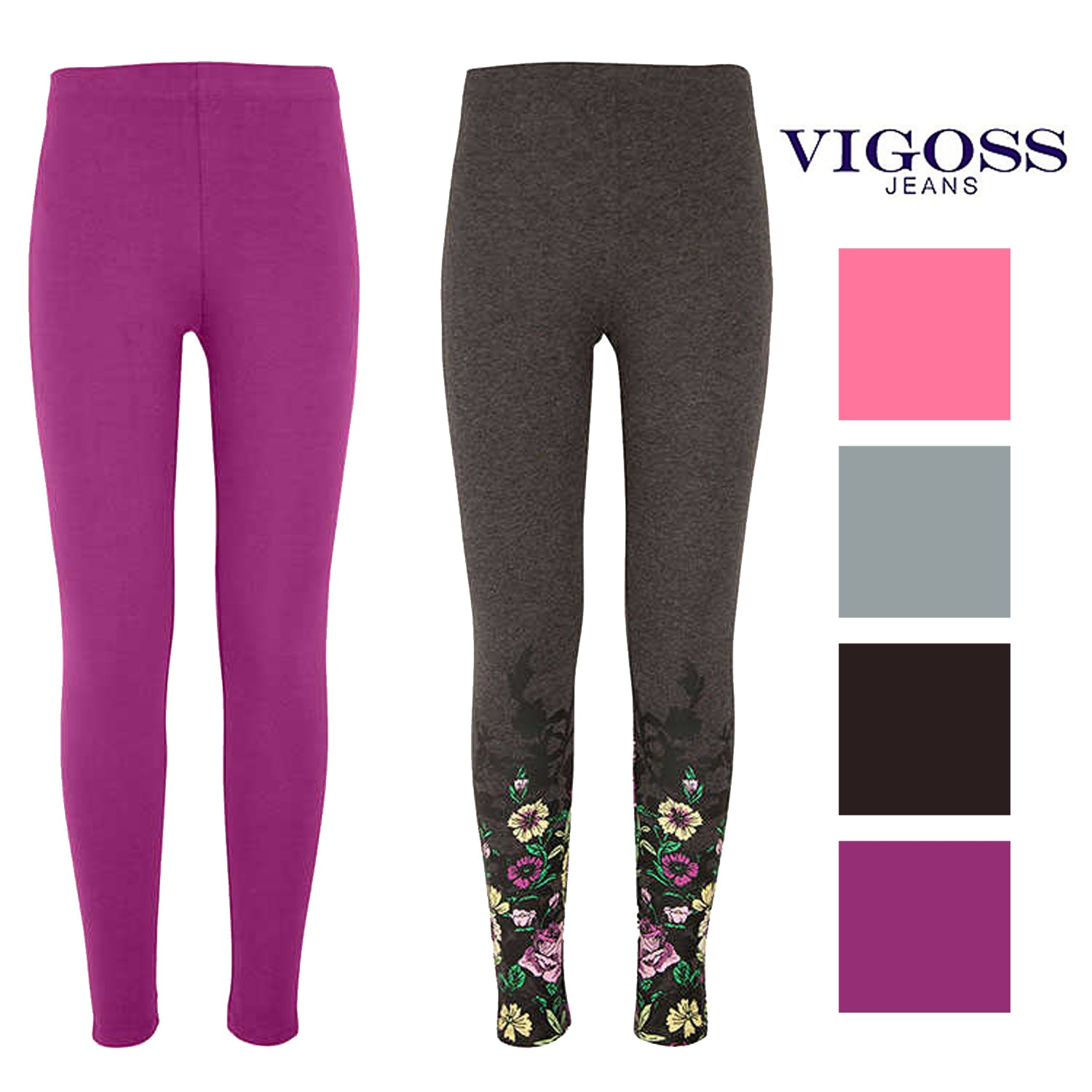 Vigoss Girls 2 Pack Soft Cotton Leggings