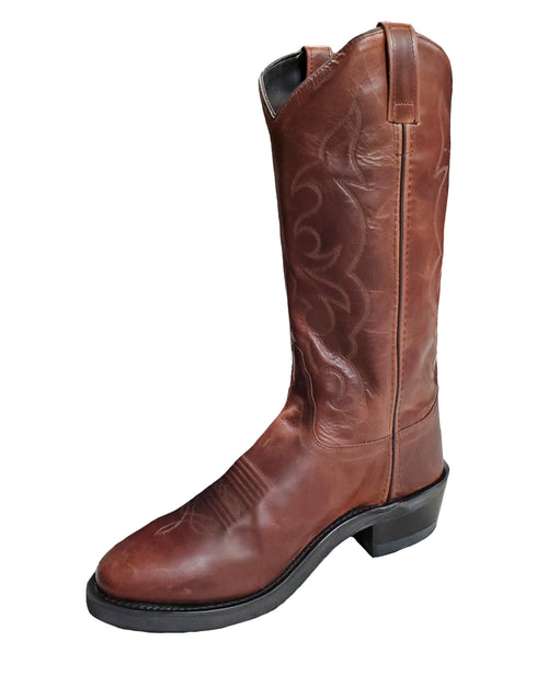 Old West Mens Leather Western Stitch Narrow Round Toe Boots