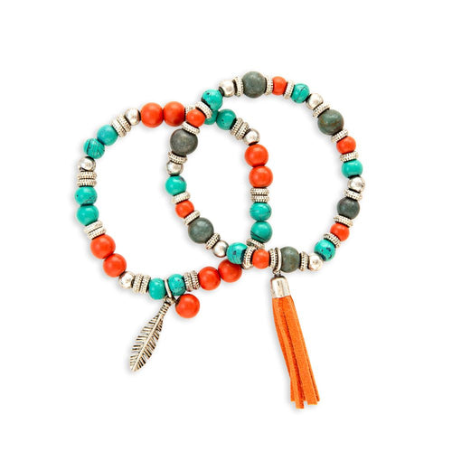 Myra Bag Womens Hi Fi Turquoise Beaded Fashion Bracelet