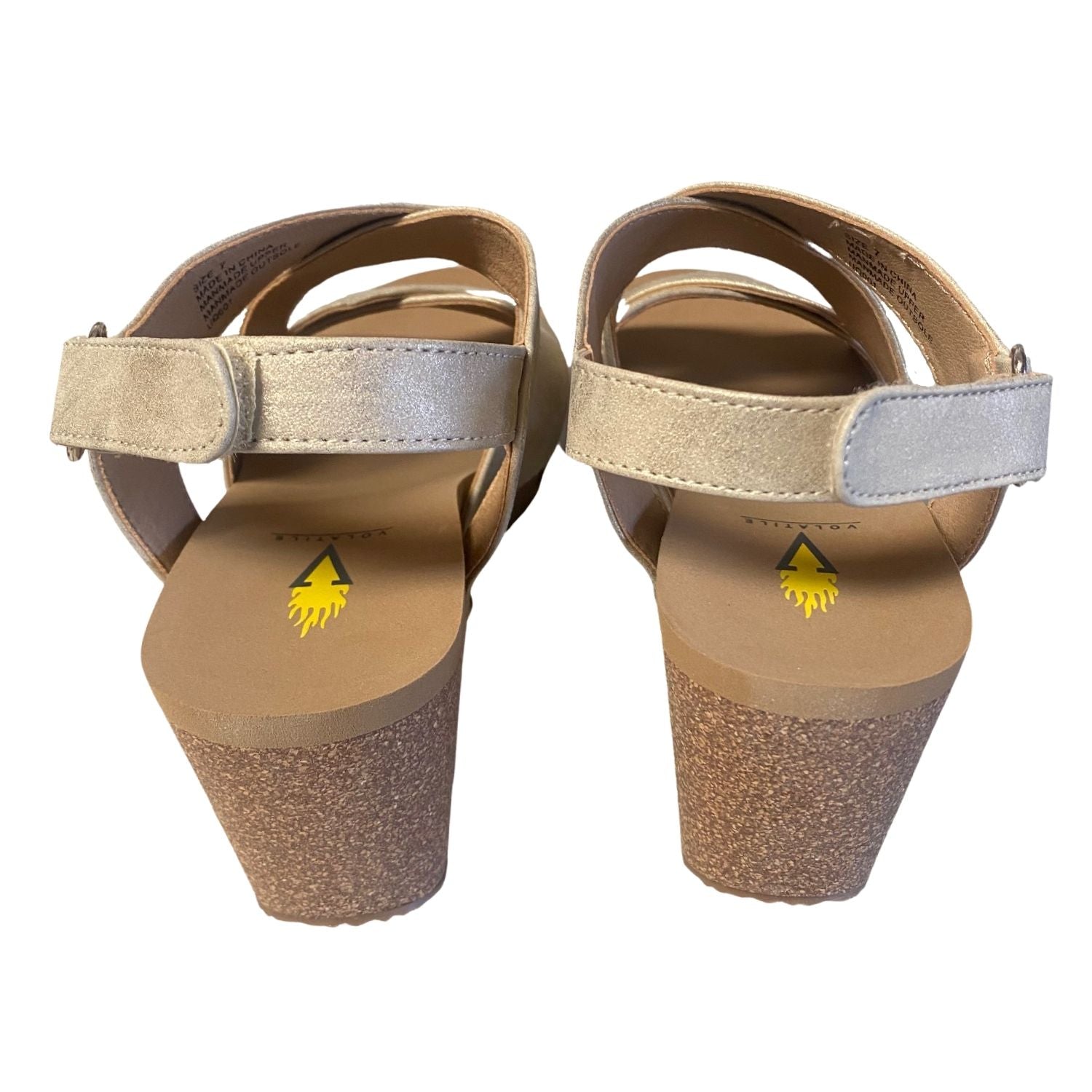 Volatile Womens Tory Faux Leather Wedge Sandal, Gold