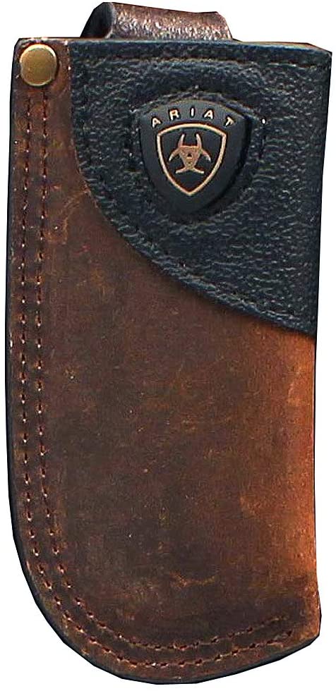 Ariat Distressed Leather Belt Loop Pocket Knife Sheath, (Brown, 3.75 inch)
