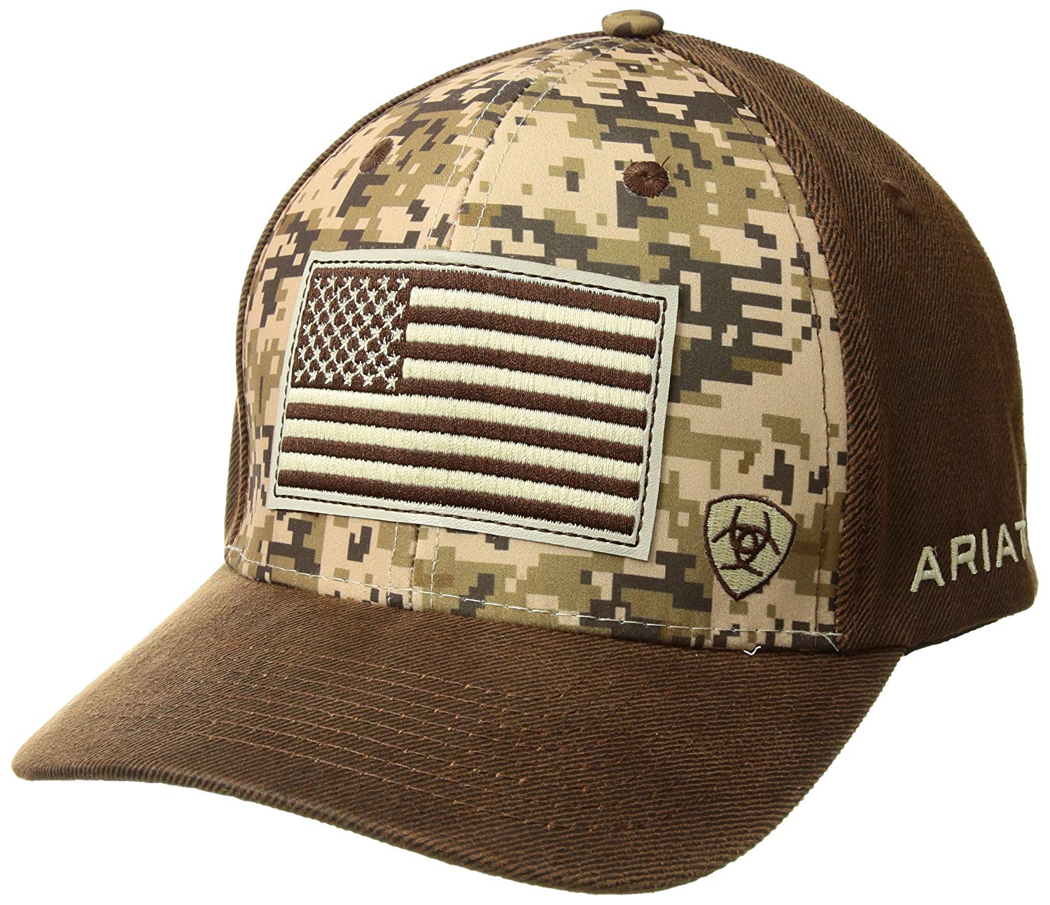 Ariat Mens Digital Camo American Flag Mesh Back Snapback Cap