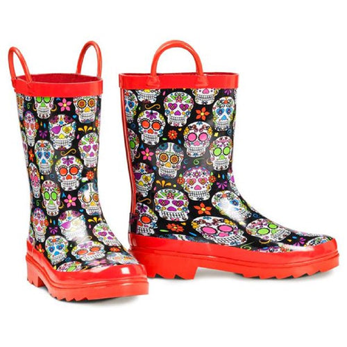 Blazin Roxx Girls Jentri Colorful Skull Rubber Rain Boots