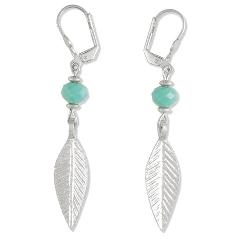 Myra Bag Azeo Silver and Turquoise Feather Earrings