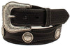 Nocona Mens Western Round Silver Conchos Basketweave Leather Belt