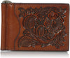 Nocona Mens Pro Series Floral Embossed Leather Money Clip Wallet (Tan)