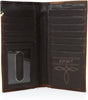 Ariat Mens Distressed Trim Shield Rodeo Western Leather Checkbook Cover Wallet