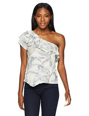 Lucky Brand Women's Tropical ONE Shoulder TOP, Natural Multi XL