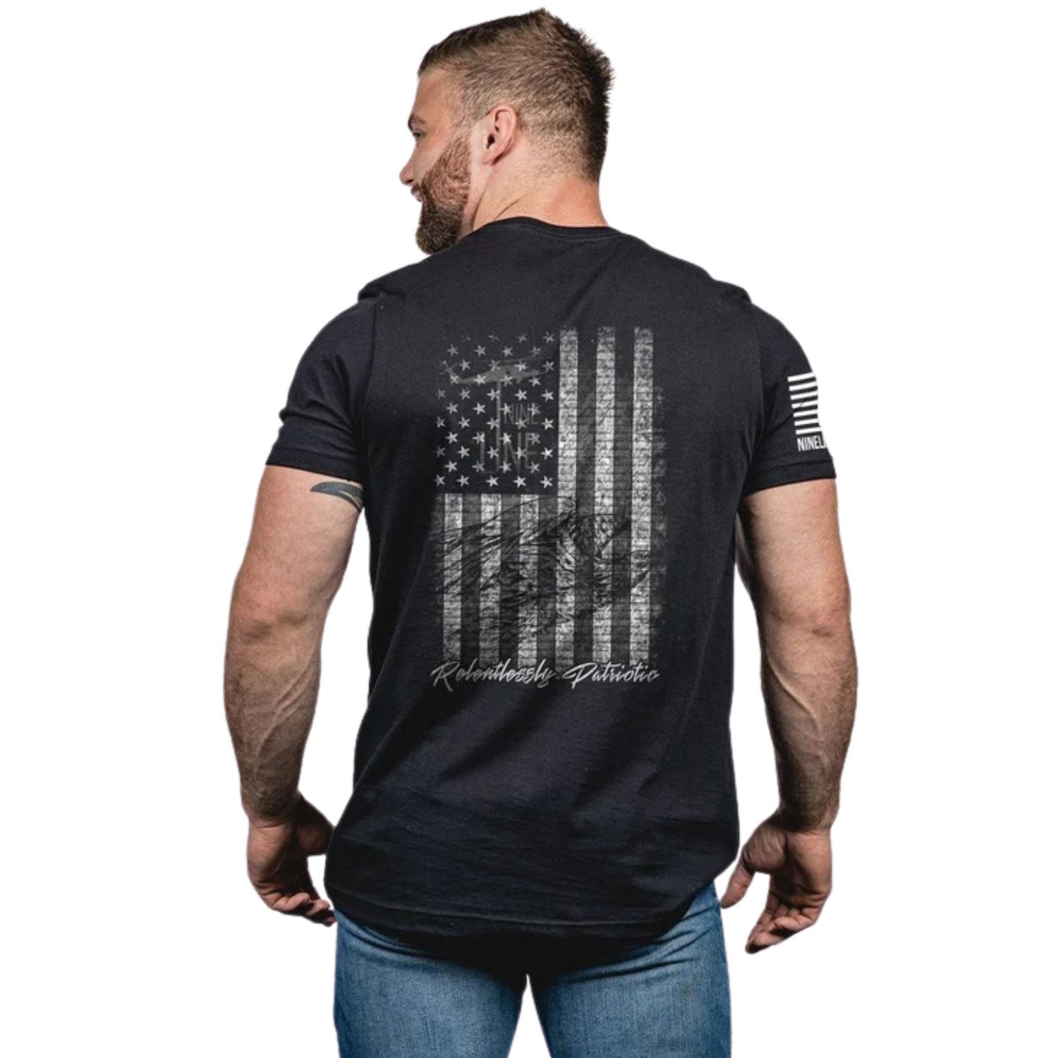 Nine Line Mens "Relentlessly Patriotic" American Drop Line T-Shirt