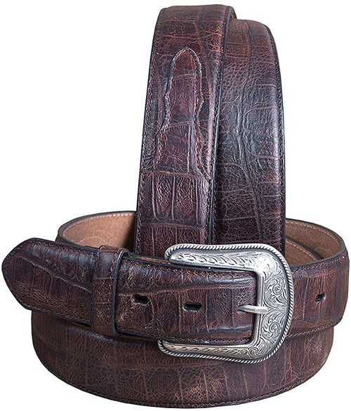 3D Belt Company Mens Gator Printed Leather Belt (Brown, 42)