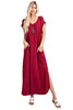 Rae Mode Womens V-Neck Slit Side With Pockets Maxi Dress