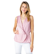 Vocal Womens Sleeveless Satin Wrap Top