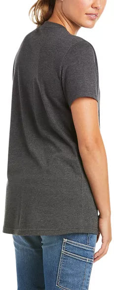 Ariat Womens Rebar Cotton Strong Bolt Short Sleeve Tee-Shirt , Charcoal Heather