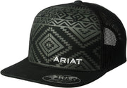 Ariat Men's Adjustable Snapback Mesh Cap Hat (Aztec Black, One Size)