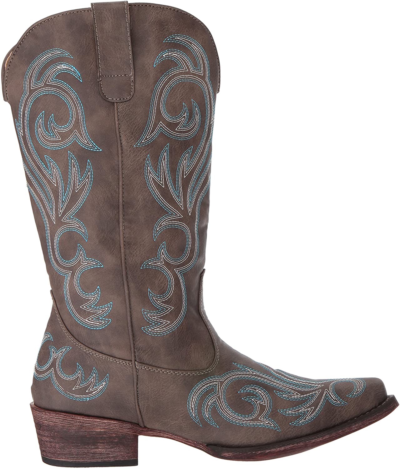 Roper Womens Riley Fashion Faux Leather Snip Toe Brown Western Boot