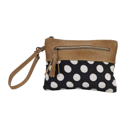 Womens Vintage Style Upcycled Spunky Pouch Wristlet Bag